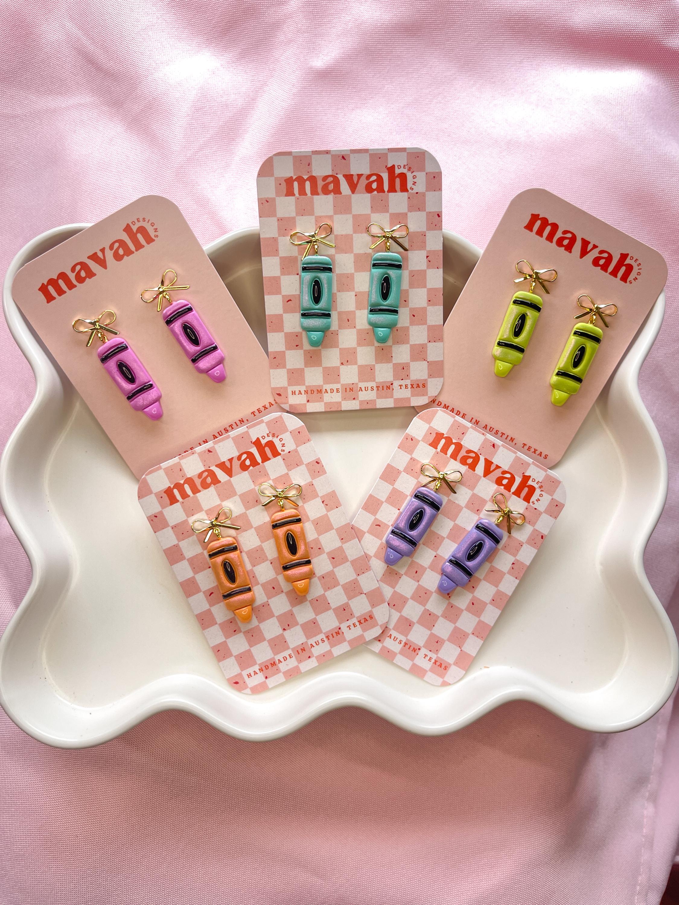 Polymer Clay Crayon Earrings: Colorful Teacher Dangles