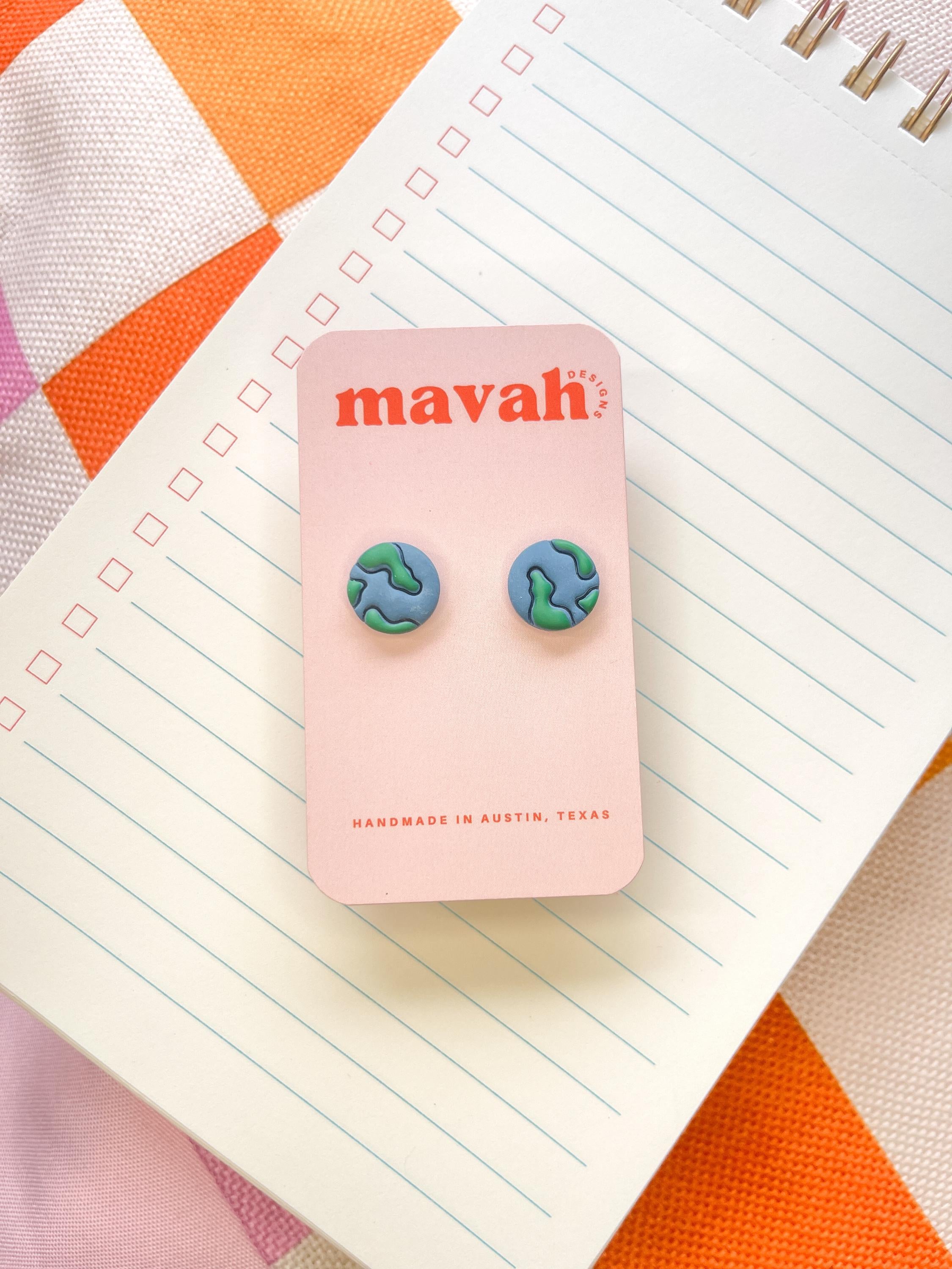 Polymer Clay Teacher Stud Earrings: Apple, Earth, Paint Palette