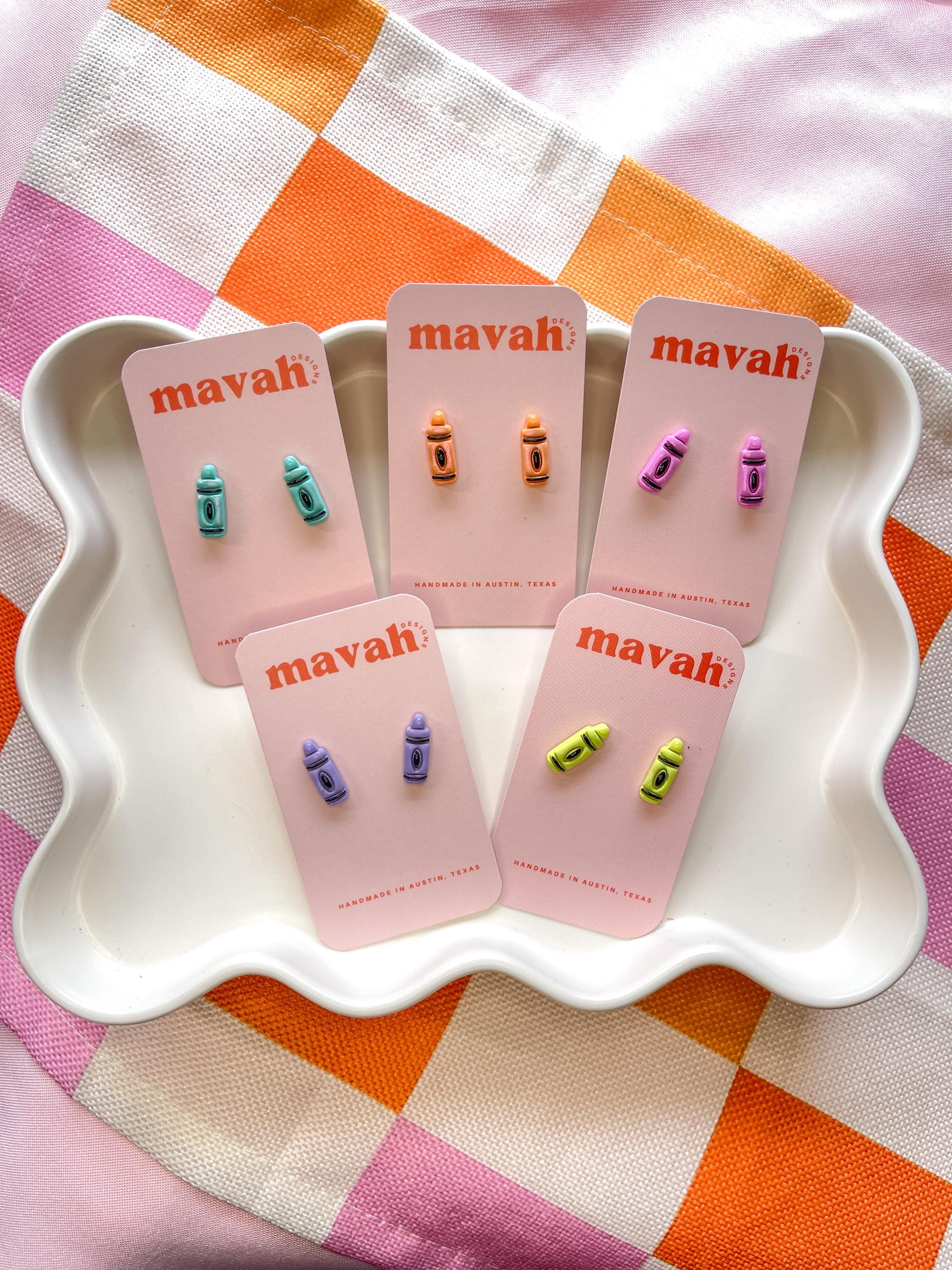 Mini Crayon Stud Earrings – Tiny Colorful Teacher Gift, Polymer Clay Earrings