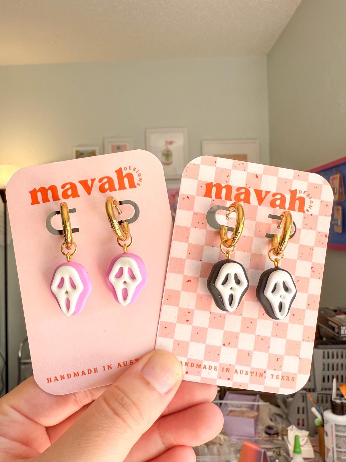 Horror Movie Earrings: Ghost Face, Bloody Knife, Vampire Fang - Spooky Halloween Jewelry