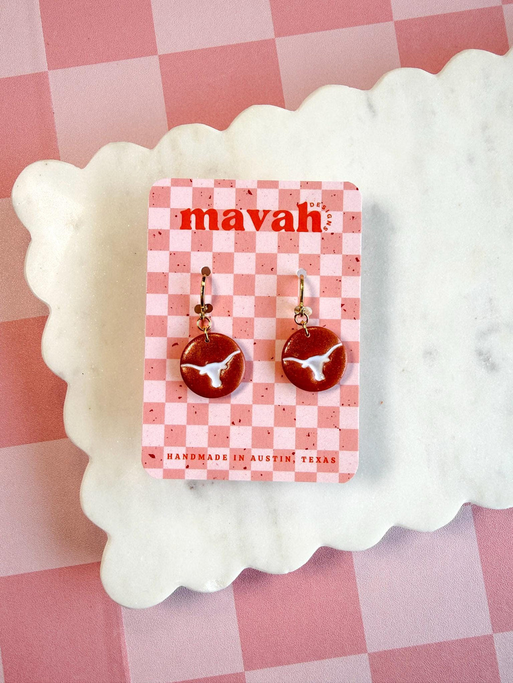 Texas Football Earrings | Burnt Orange Game Day Earrings | Austin Texas Earrings | College Football Jewelry | Texas Game Day