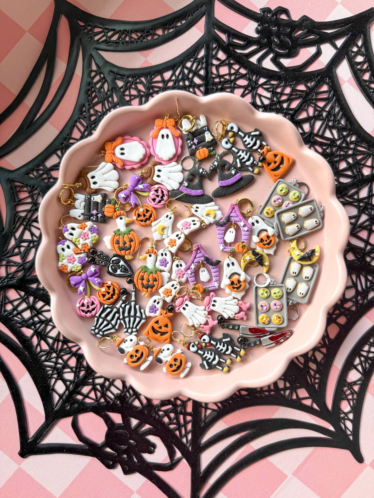 Spooky Little Things – Handmade Halloween Earrings | Ghost, Pumpkin, Skeleton & Spooky Colorful Polymer Clay