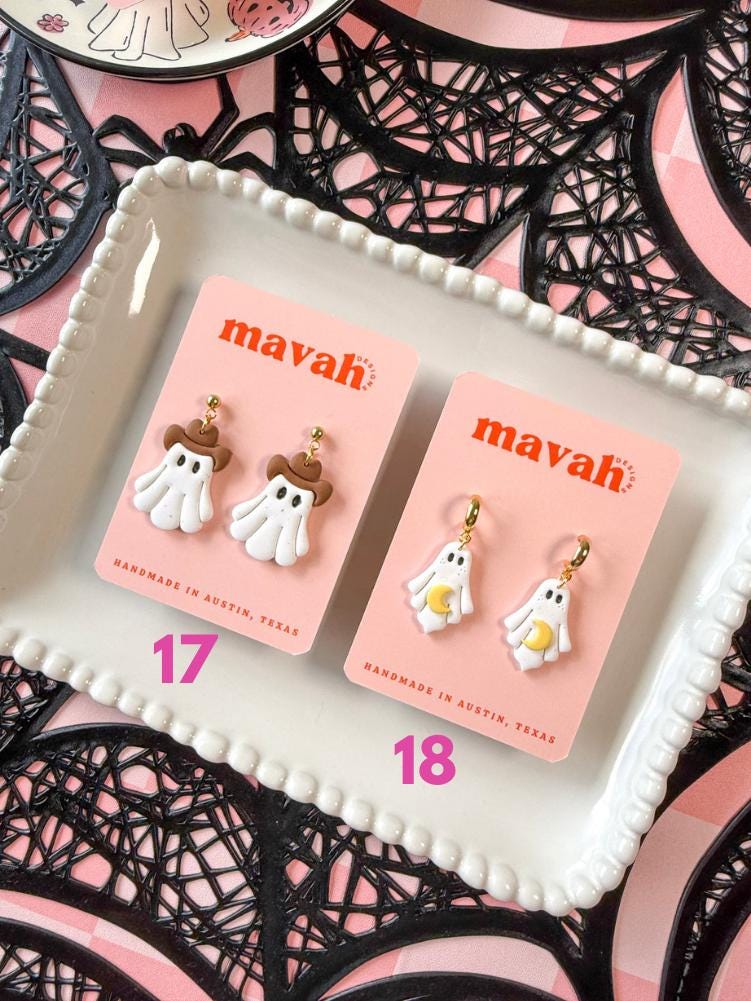 Spooky Little Things – Handmade Halloween Earrings | Ghost, Pumpkin, Skeleton & Spooky Colorful Polymer Clay