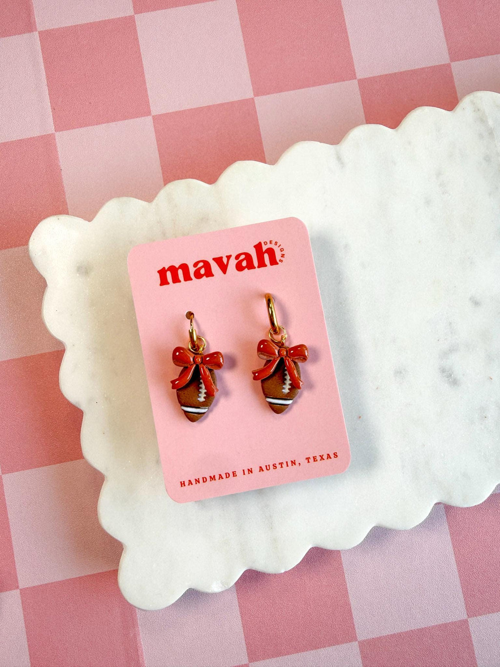Texas Football Earrings | Burnt Orange Game Day Earrings | Austin Texas Earrings | College Football Jewelry | Texas Game Day