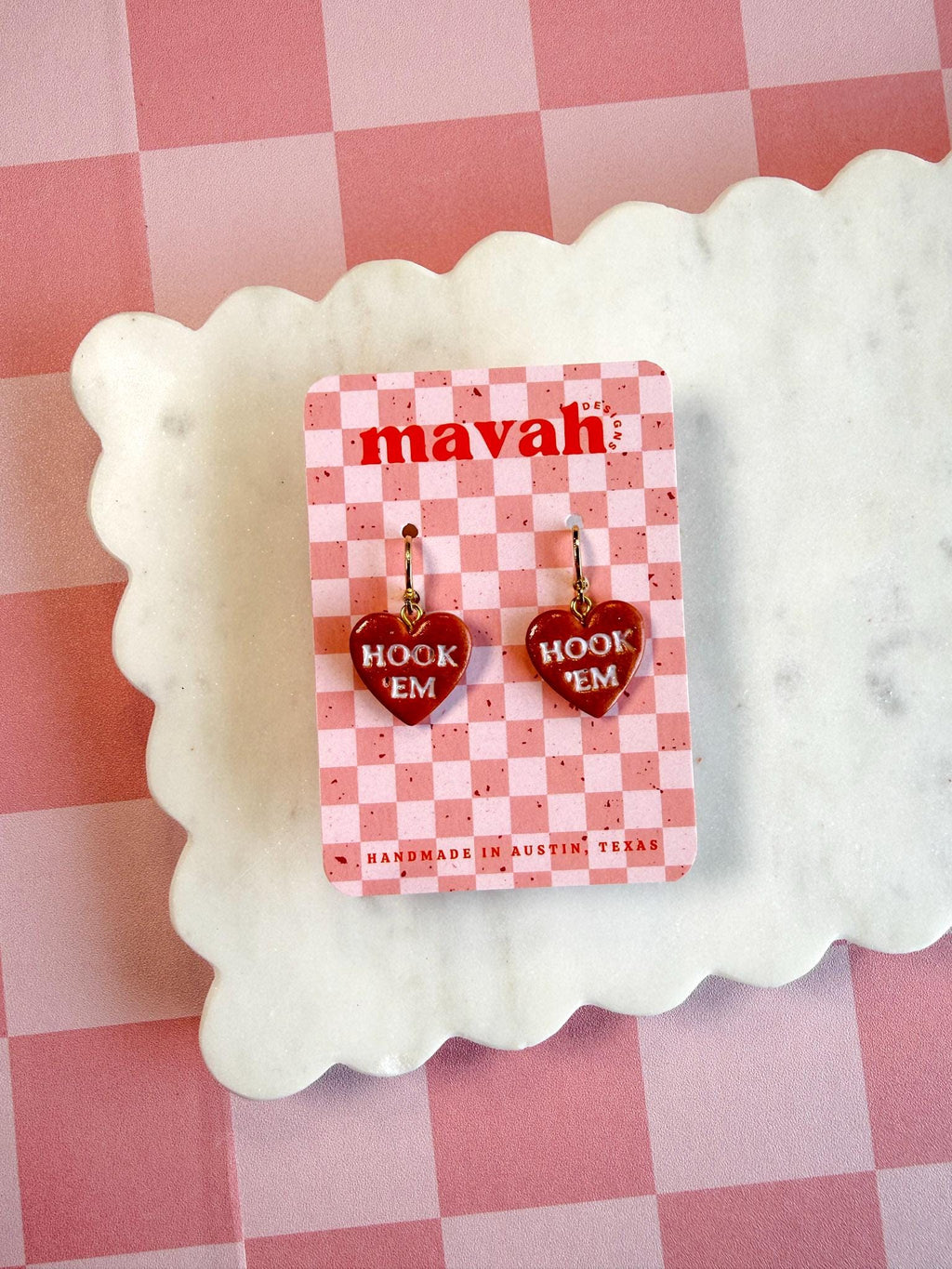 Texas Football Earrings | Burnt Orange Game Day Earrings | Austin Texas Earrings | College Football Jewelry | Texas Game Day