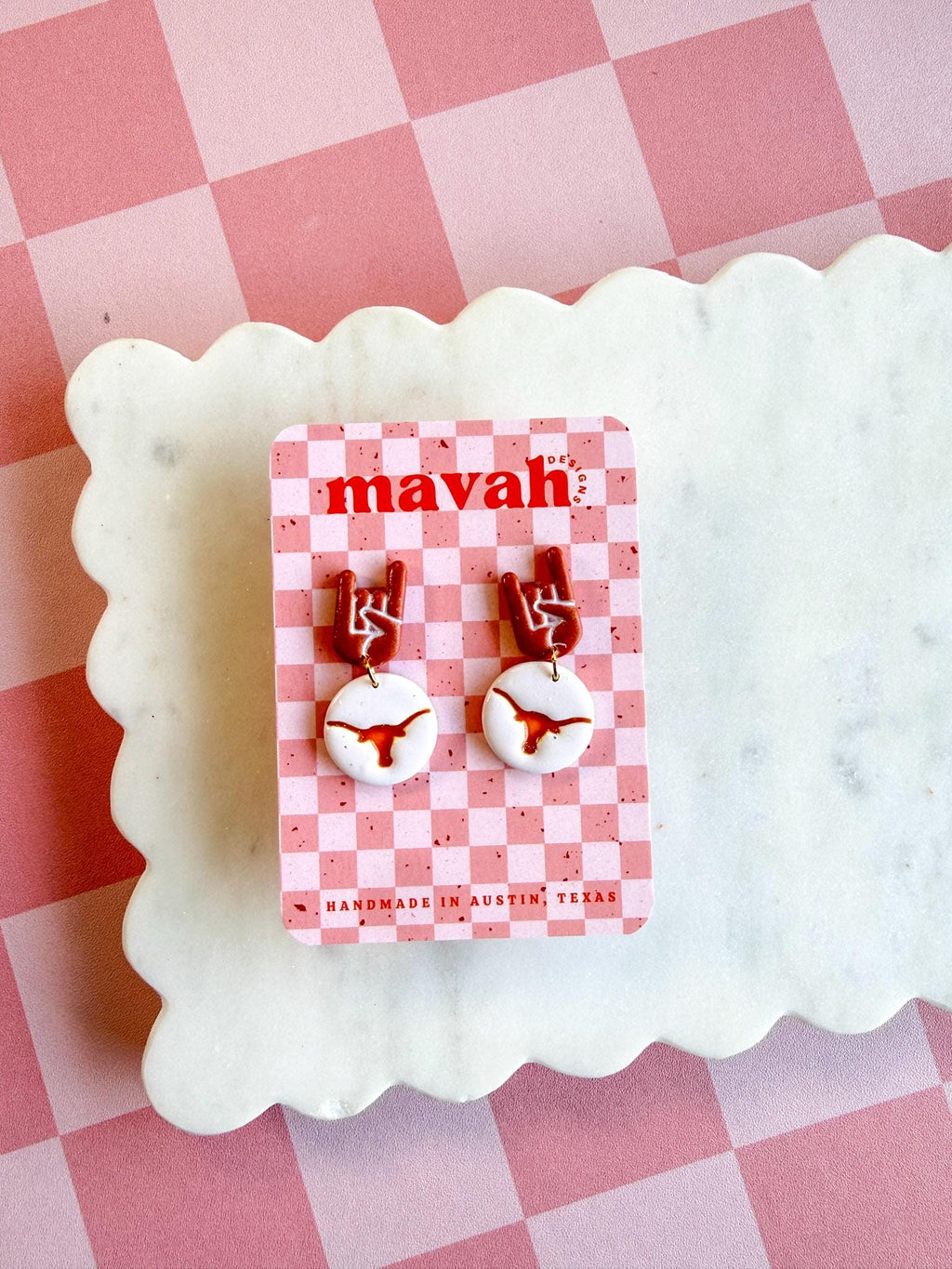 Texas Football Earrings | Burnt Orange Game Day Earrings | Austin Texas Earrings | College Football Jewelry | Texas Game Day