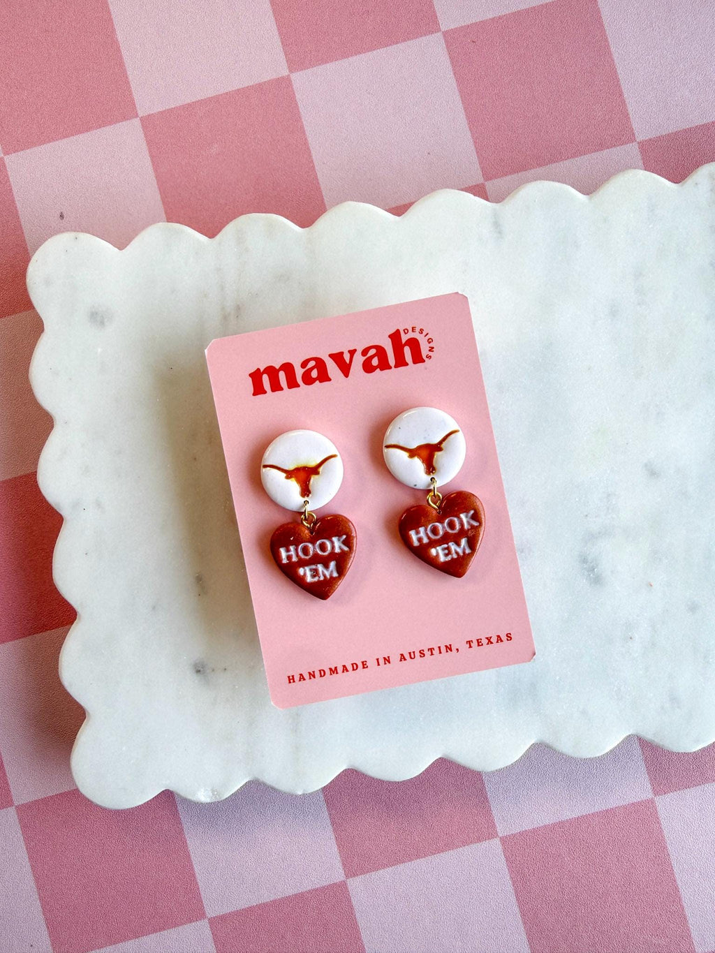 Texas Football Earrings | Burnt Orange Game Day Earrings | Austin Texas Earrings | College Football Jewelry | Texas Game Day