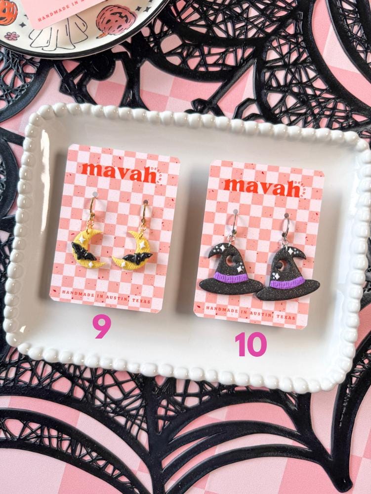 Spooky Little Things – Handmade Halloween Earrings | Ghost, Pumpkin, Skeleton & Spooky Colorful Polymer Clay