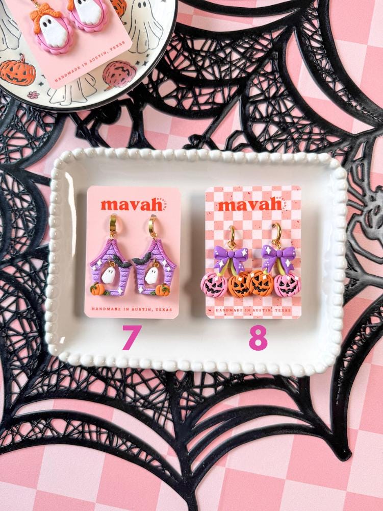 Spooky Little Things – Handmade Halloween Earrings | Ghost, Pumpkin, Skeleton & Spooky Colorful Polymer Clay