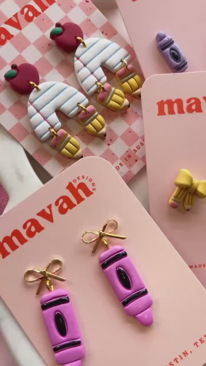 Pencil Stud Earrings with Bows