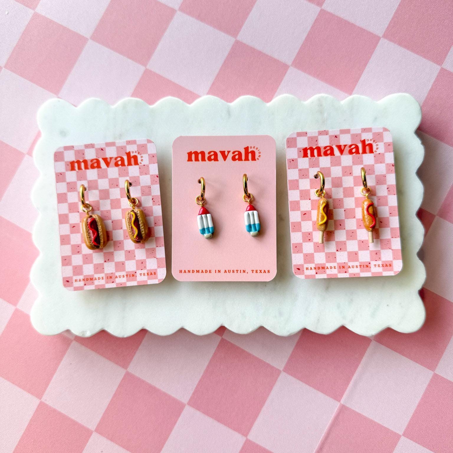 4th of July Charm Earrings Summer Treat Earrings Popsicle Earrings Hot Dog Earrings Corn Dog Earrings __etsy:8160337841